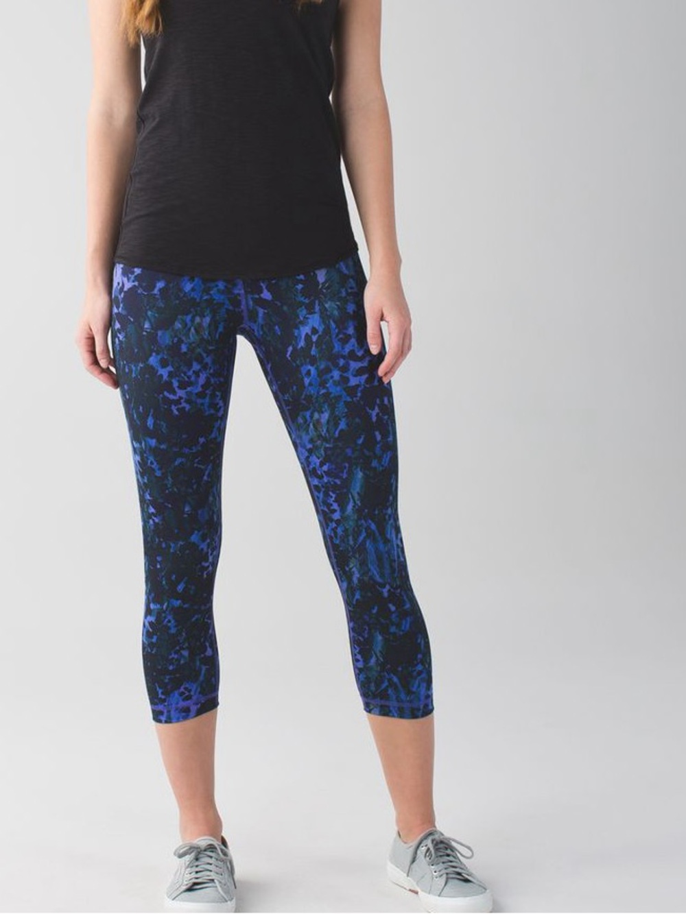 💜 Lululemon Wunder Under Crop II Luon Floral Sport Backdrop Iris Flower Size 6